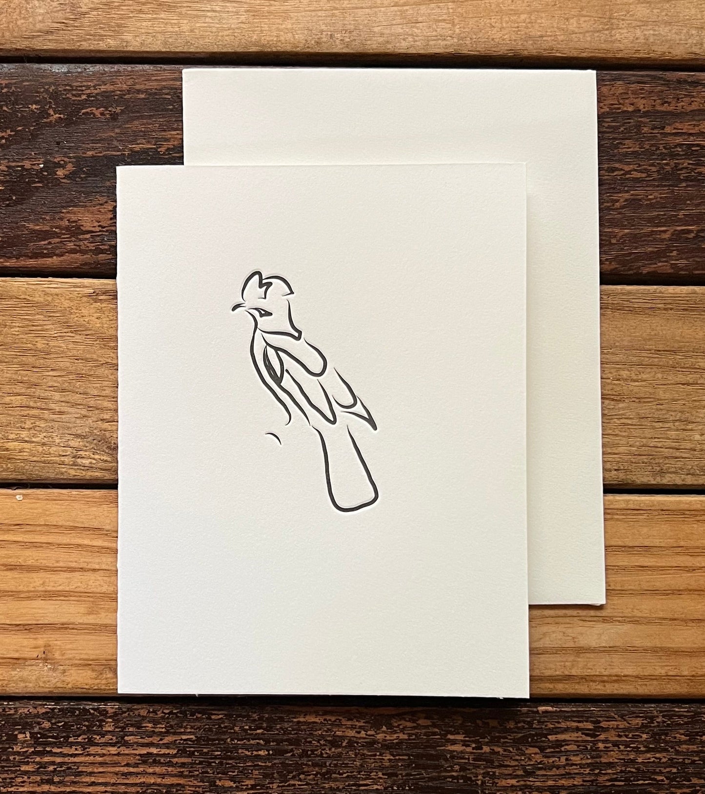 letterpress card with envelope of an abstract bird