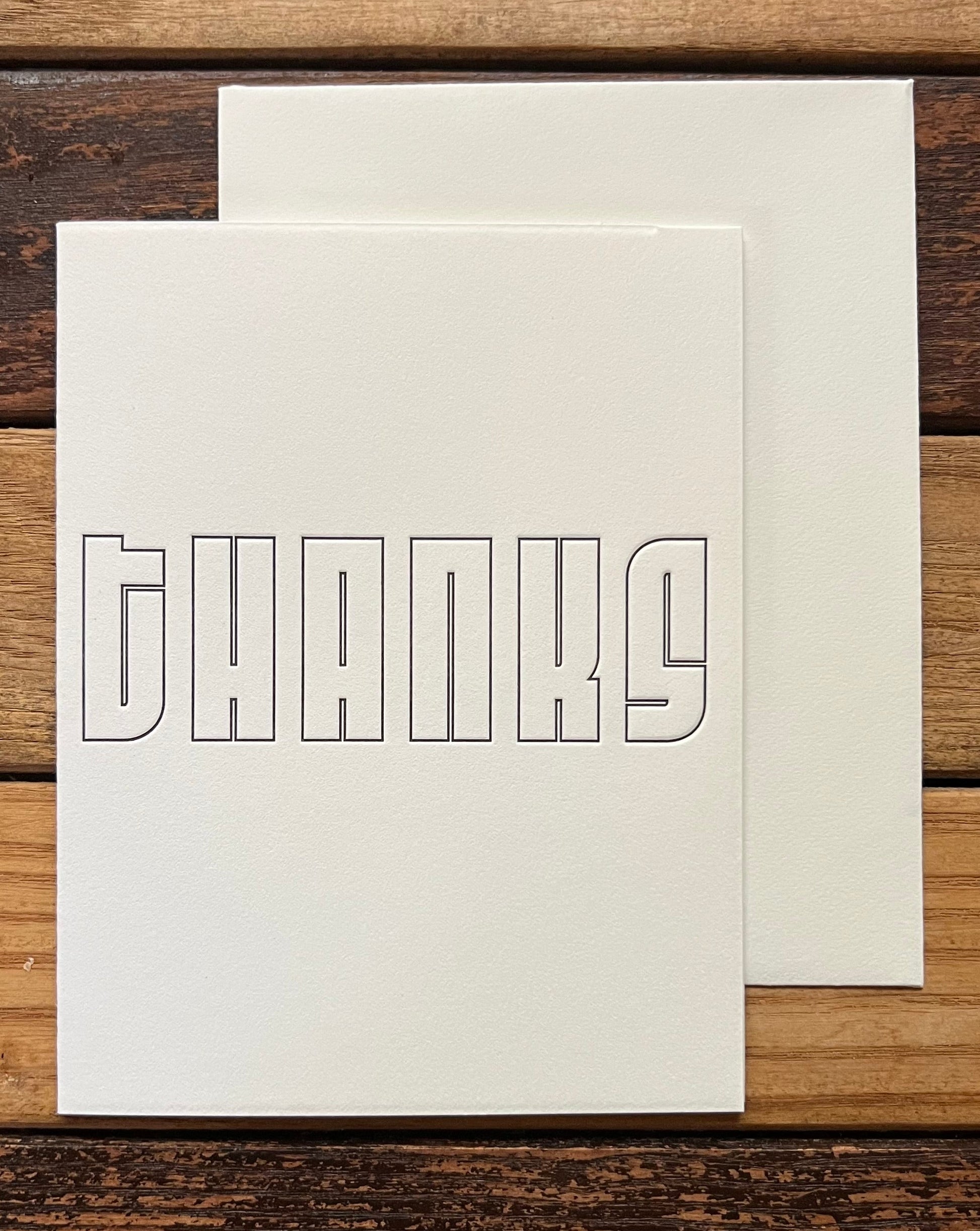greeting card with modern type saying thanks